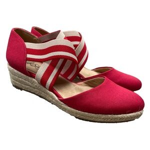 LifeStride Shoes Womens 8 Wide Velocity 2.0 Keaton Red Espadrille Wedge NEW